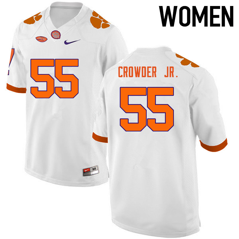 Women Clemson Tigers #55 Tyrone Crowder Jr. College Football Jerseys-White